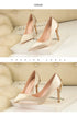 Elegant Crystal-Embellished Silk Pointed Toe Pumps for Women - Luxurious High Heels Perfect for Bridal and Evening Wear, Sexy Dress Shoes with Thin Heels